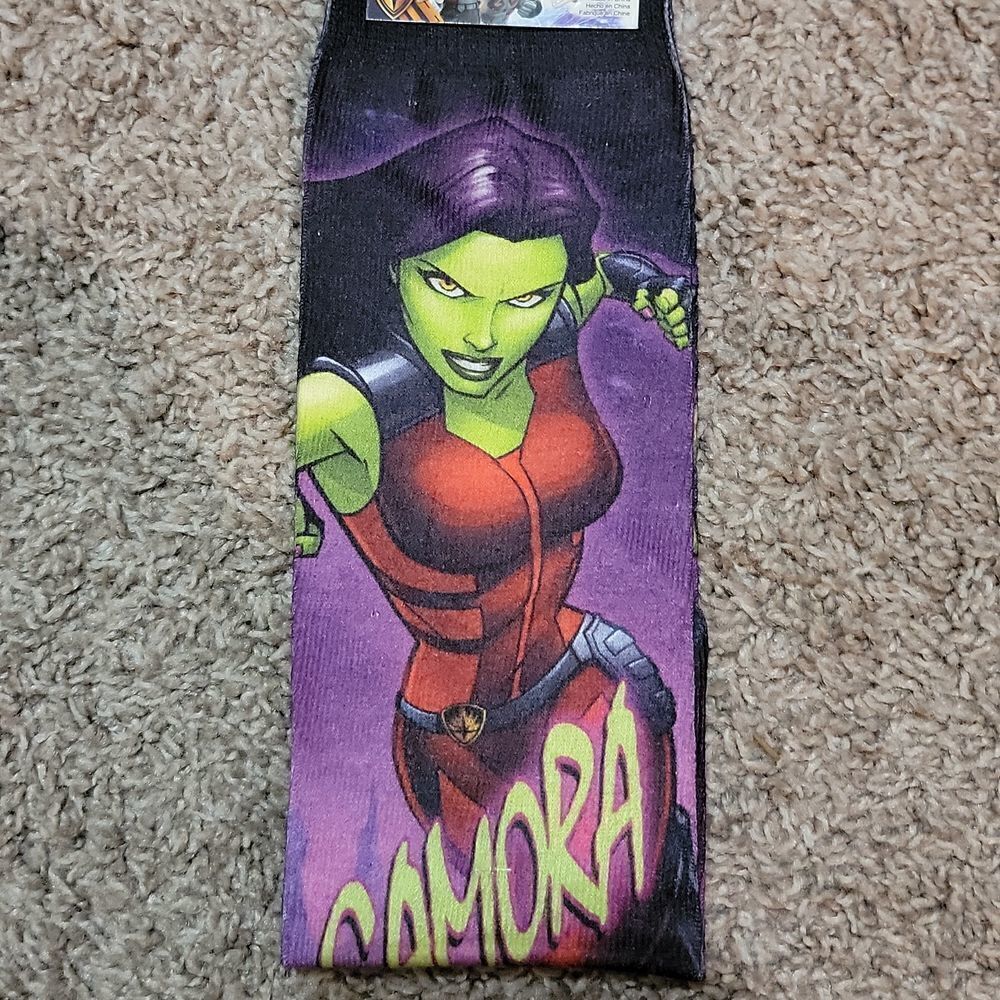 Guardians of the Galaxy Gamora Crew Socks Marvel Fits Shoe Size 4-10 Adult